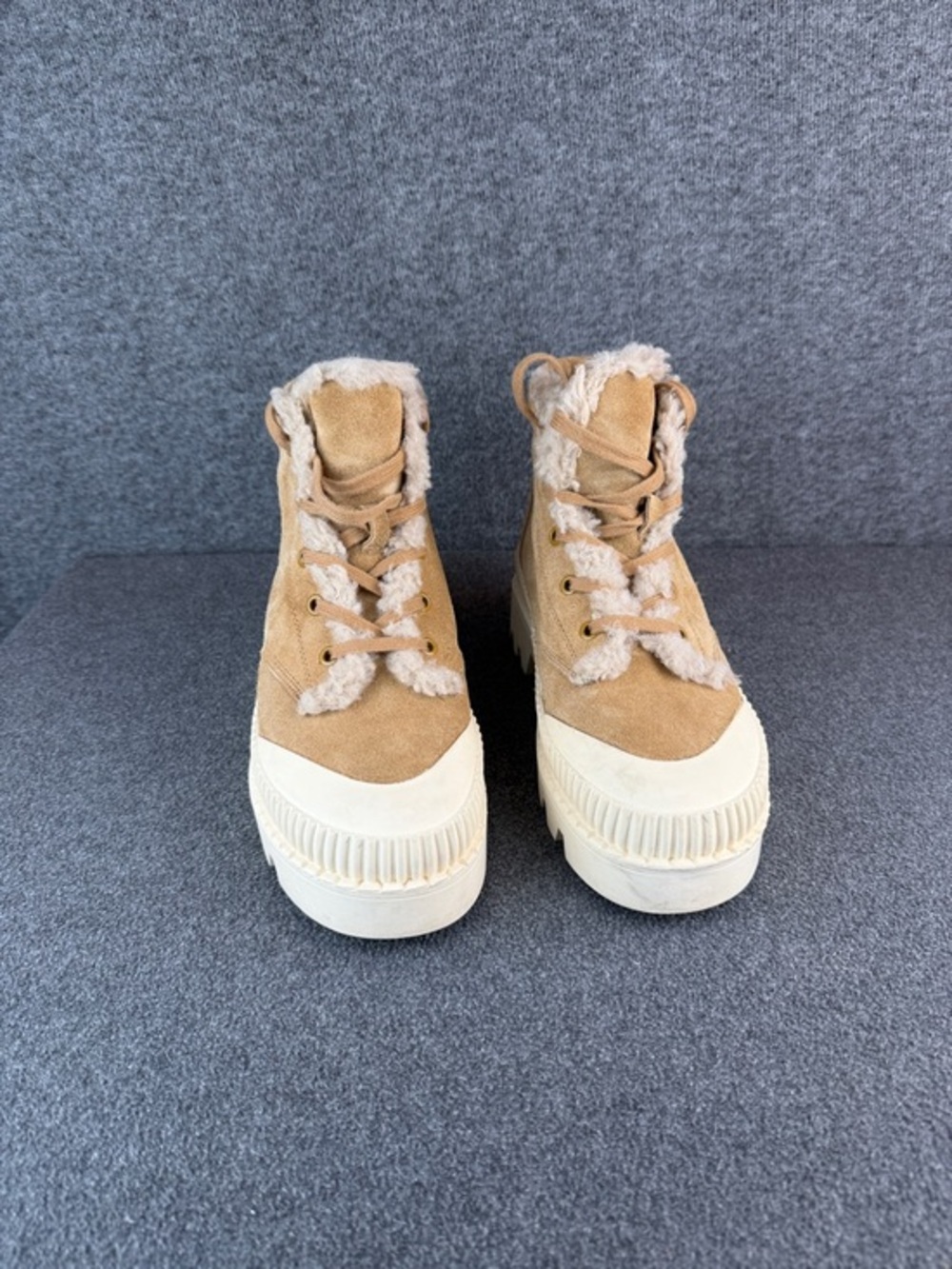 Rare Silent D Peato‎ Women’s Tan Suede Platform Boots Size 8/8.5US|39 EU - Picture 3 of 9